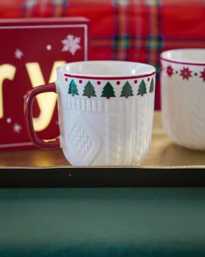 Tazza Mug Natalizia Con Manico Decorata Effetto Maglia