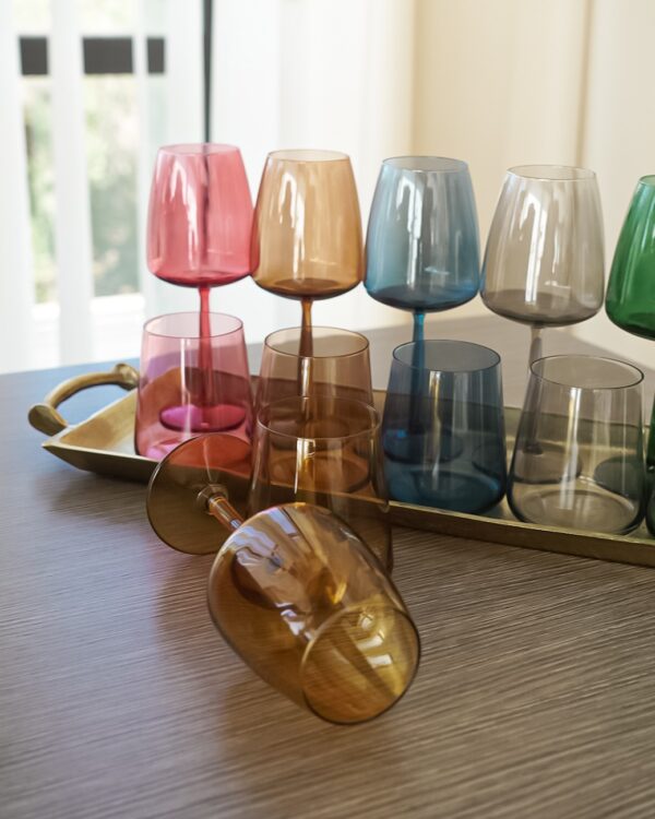 Set 6 Bicchieri da Acqua In Vetro Colorati 38 Cl Jolangè Design Moderno