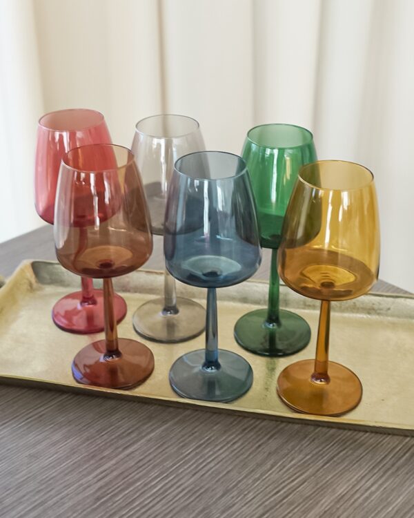 Set 6 Calici In Vetro Colorato Jolangè 43 Cl Design Moderno