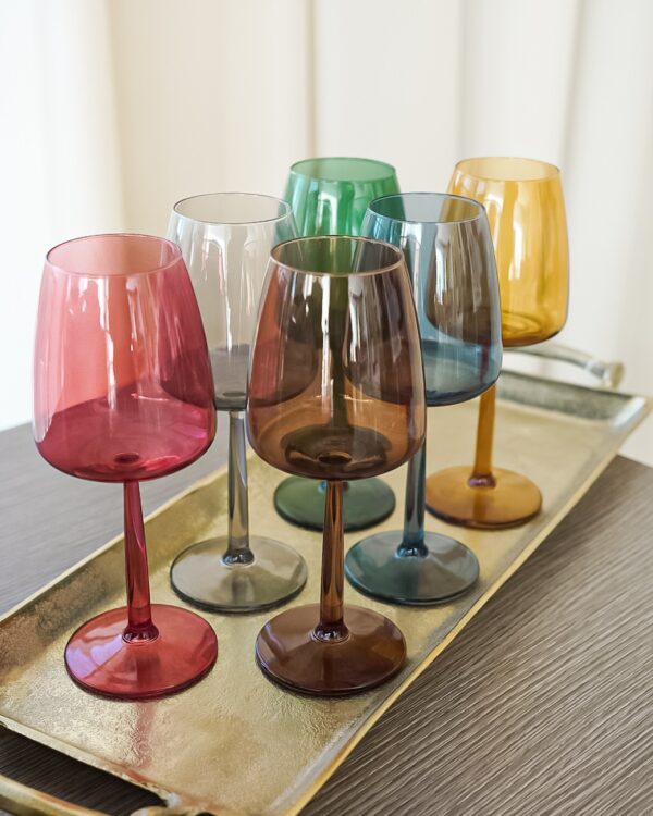 Set 6 Calici In Vetro Colorato Jolangè 43 Cl Design Moderno