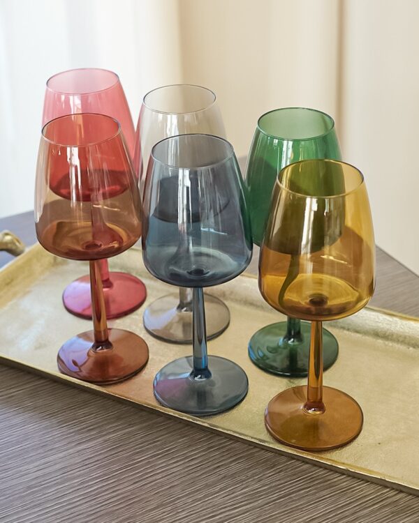 Set 6 Calici In Vetro Colorato Jolangè 43 Cl Design Moderno
