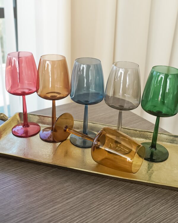 Set 6 Calici In Vetro Colorato Jolangè 43 Cl Design Moderno