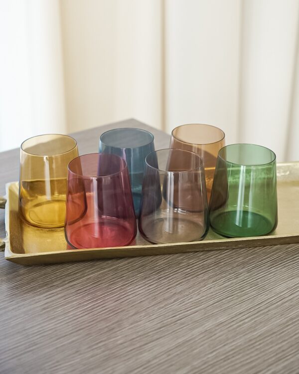 Set 6 Bicchieri da Acqua In Vetro Colorati 38 Cl Jolangè Design Moderno