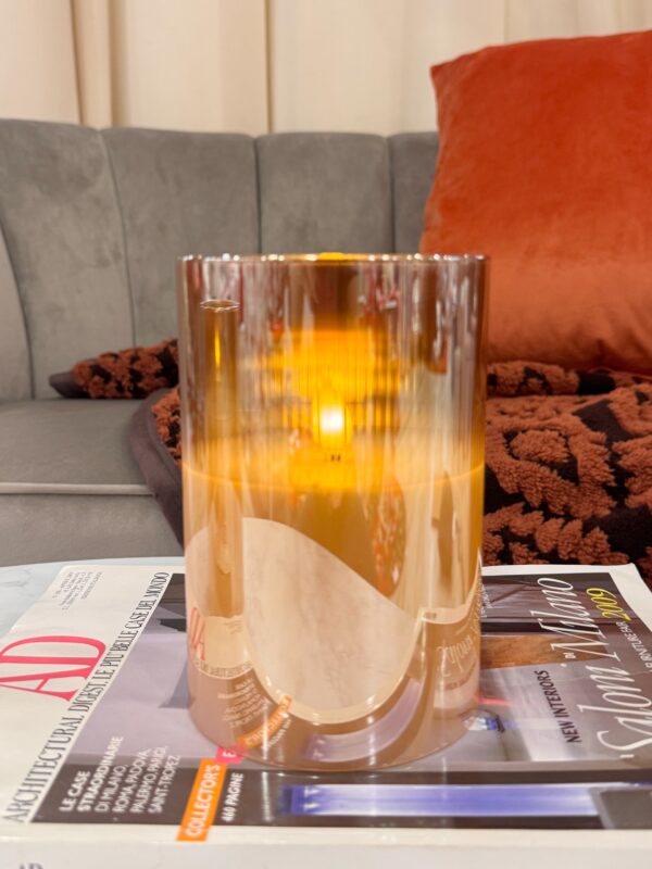 Candela Led Effetto Reale Cilindro in Vetro Tre Misure