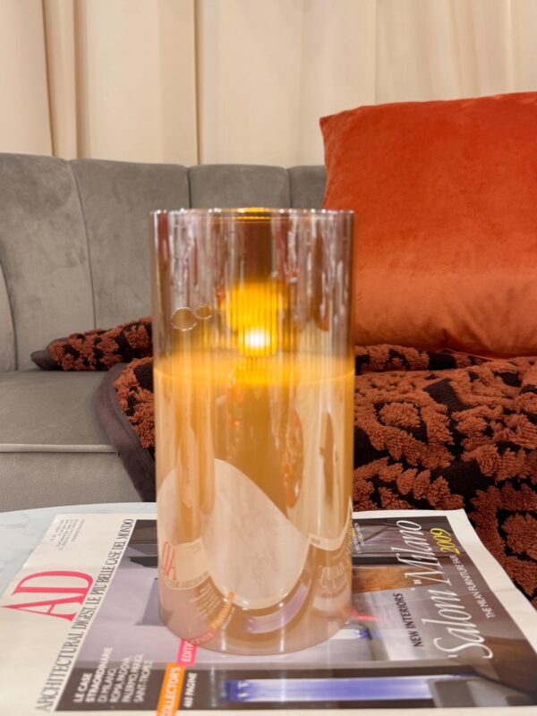 Candela Led Effetto Reale Cilindro in Vetro Tre Misure