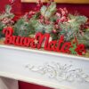 Scritta in Legno Buon Natale Rossa Con Alberello e Stella Mercury