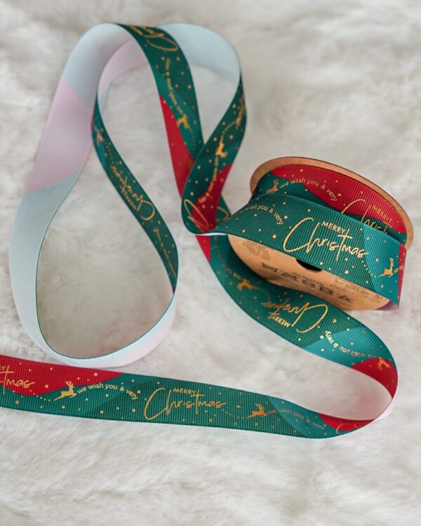 Nastro Decorativo In Tessuto Natalizio Rosso o Verde 270x2,5cm