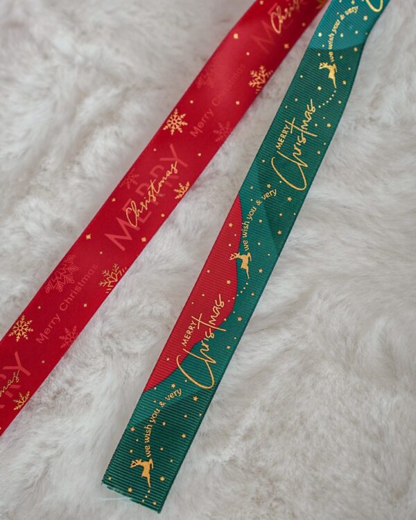 Nastro Decorativo In Tessuto Natalizio Rosso o Verde 270x2,5cm