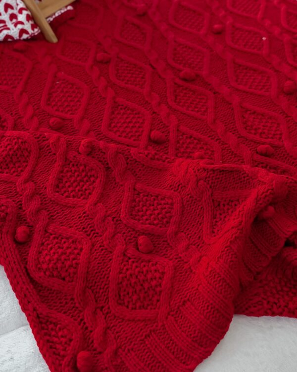 Coperta in Maglia Intrecciata Rossa Preziosa Luxury