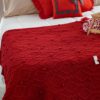 Coperta in Maglia Intrecciata Rossa Preziosa Luxury