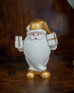 Babbo Natale in Poliresina Bianco e Oro Mercury