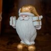 Babbo Natale in Poliresina Bianco e Oro Mercury