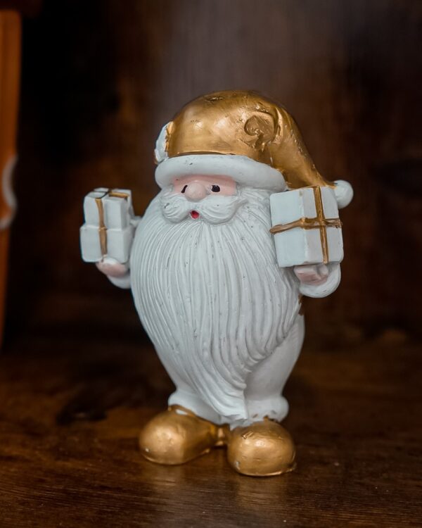 Babbo Natale in Poliresina Bianco e Oro Mercury