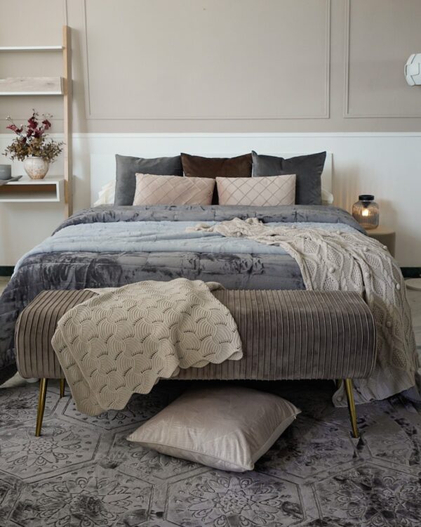 Coperta Plaid Ravaniemi Rabbit Jacquard Con Effetto 3D Floreale