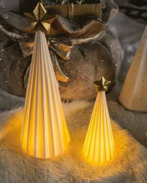 Alberello Bianco Con Stella Dorata Con Led Due Misure AD