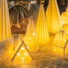 Alberello Bianco Con Stella Dorata Con Led Due Misure AD