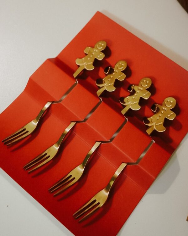 Set 4 Forchettine da Aperitivo Dorate Pan di Zenzero