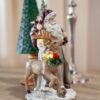 Babbo Natale Beige e Bordeaux Con sacco e Renna Luci Led Silani