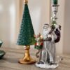 Babbo Natale Beige e Bordeaux Con sacco e Renna Luci Led Silani