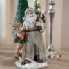 Babbo Natale Beige e Bordeaux Con sacco e Renna Luci Led Silani