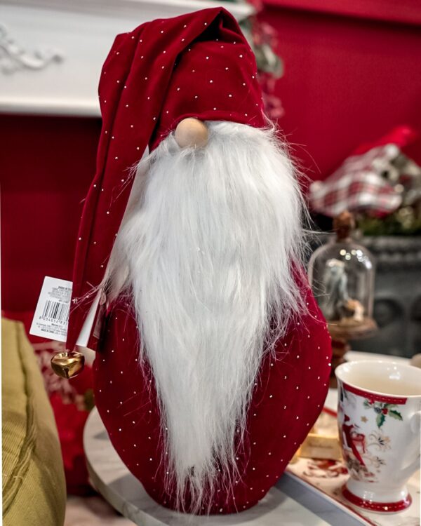 Babbo Natale in Tessuto Bordeaux Con Strass con Cappello Campanella