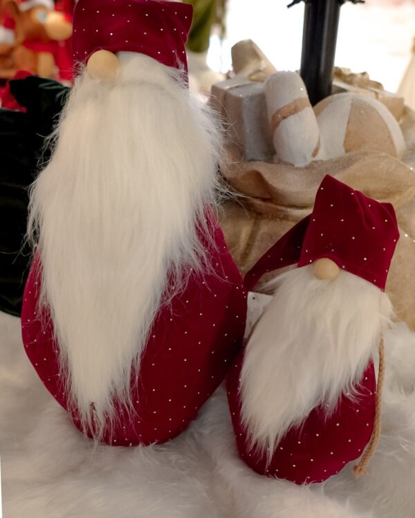 Babbo Natale in Tessuto Bordeaux Con Strass con Cappello Campanella-17781