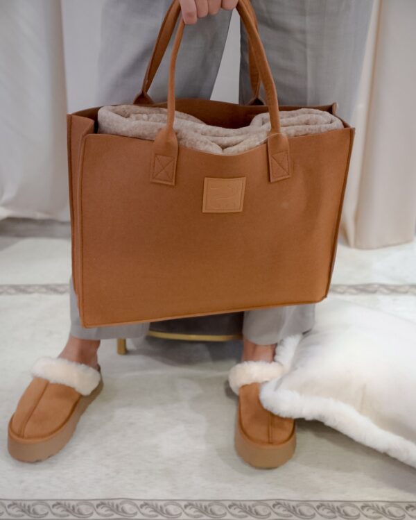 Borsa Bag Con Manici Con Plaid in Coral Fleece in 4 Colori
