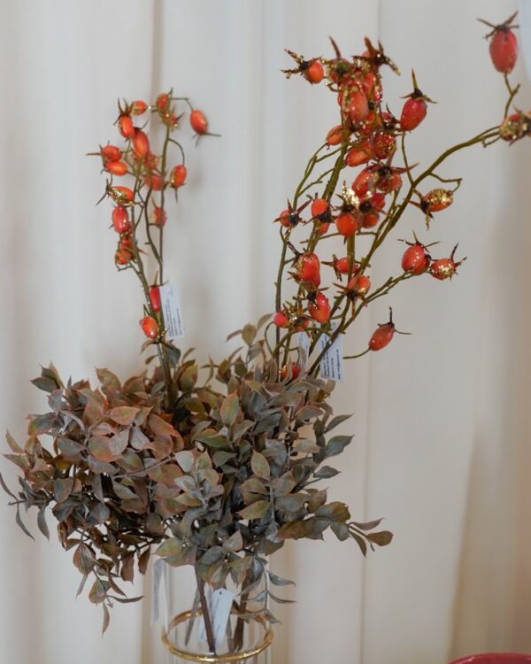 Ramo Artificiale di Rosa Canina Arancione 77 cm