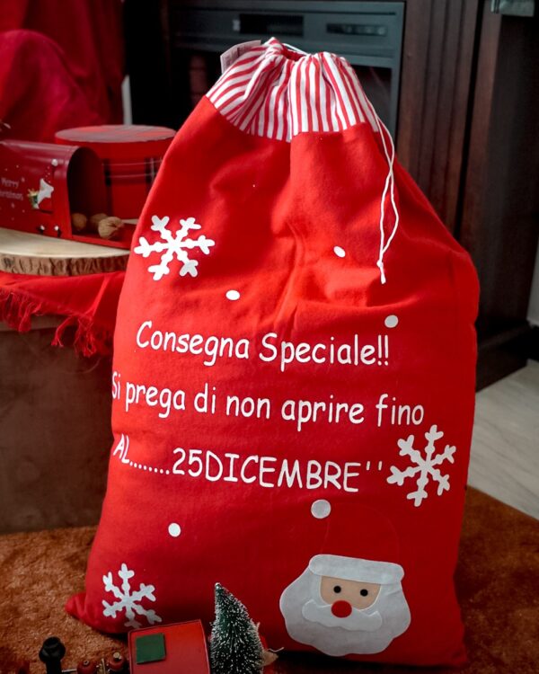 Sacco di Babbo Natale Gigante in Tessuto per i Regali 53x77 cm