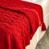 Coperta In Maglia Ricamata Rossa Preziosa Luxury