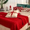 Coperta In Maglia Ricamata Rossa Preziosa Luxury