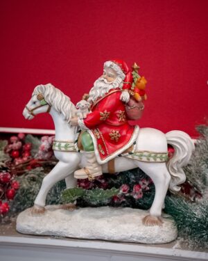 Babbo Natale A Cavallo in Poliresina