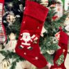 Calza Natalizia da Appendere In Velluto Rosso Con Babbo Natale