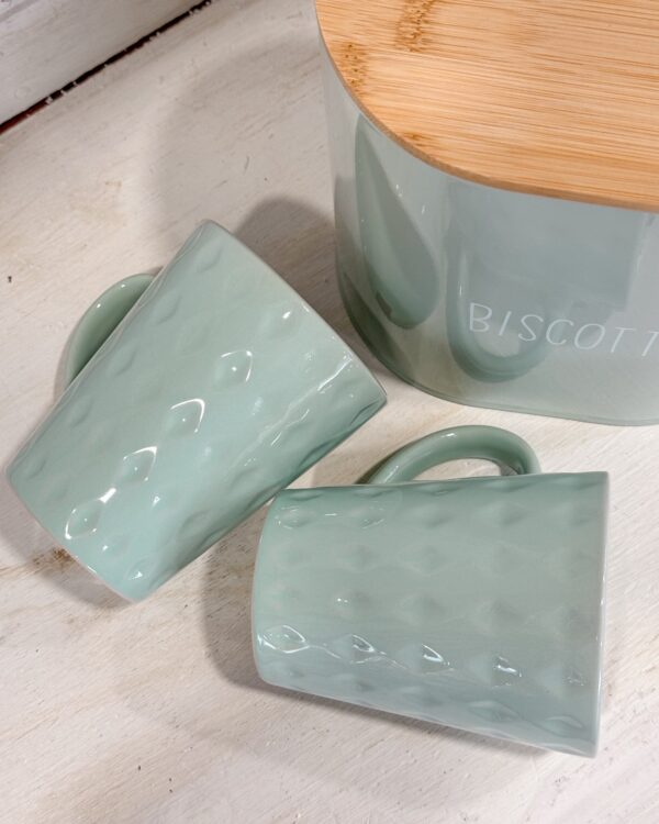 Coppia Tazze Mug Menta Con Manico In Ceramica Preziosa Home