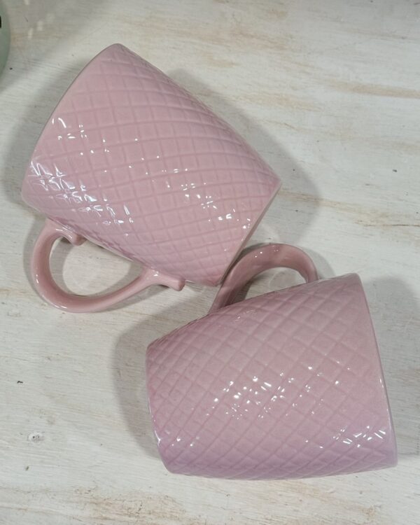 Coppia Tazze Mug Rosa Con Manico In Ceramica Preziosa Home