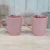 Coppia Tazze Mug Rosa Con Manico In Ceramica Preziosa Home