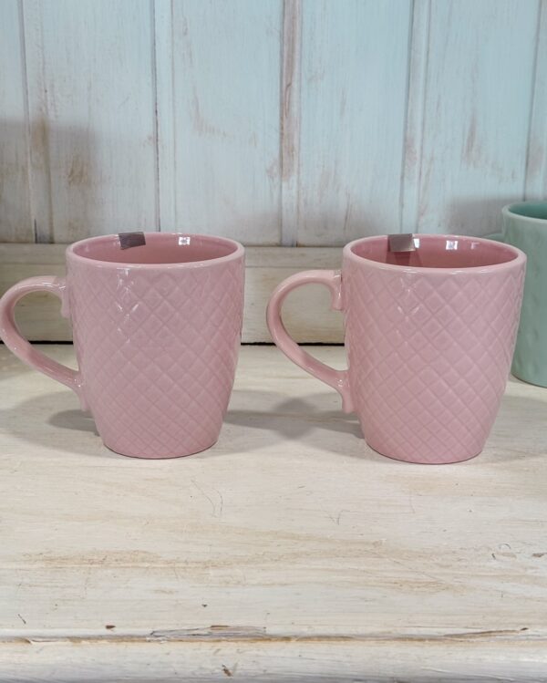 Coppia Tazze Mug Rosa Con Manico In Ceramica Preziosa Home