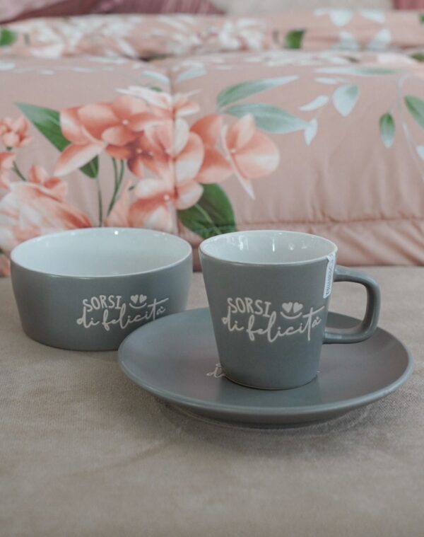 Set da Colazione Tazza Ciotola e Piattino in Ceramica AD Star