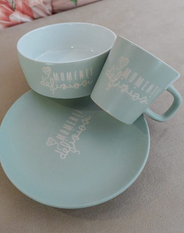 Set da Colazione Tazza Ciotola e Piattino in Ceramica AD Star