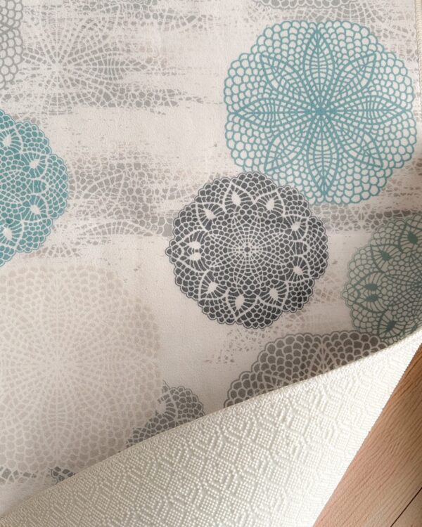 Tappeto Patchwork In Lattice Nei Toni Grigio E Azzurro 160x230 Cm Sottofondo Antiscivolo
