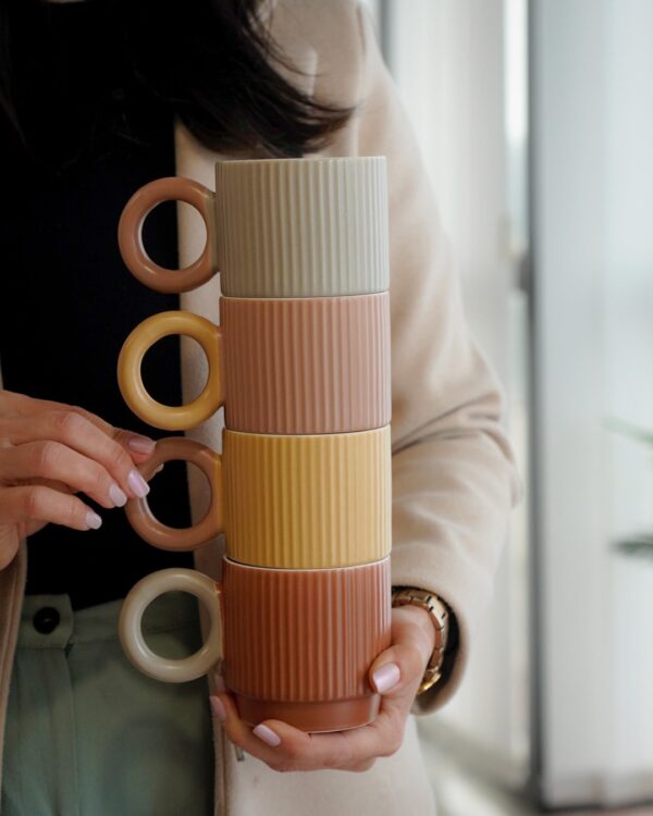 Tazza Mug Impilabile Con Manico In Porcellana