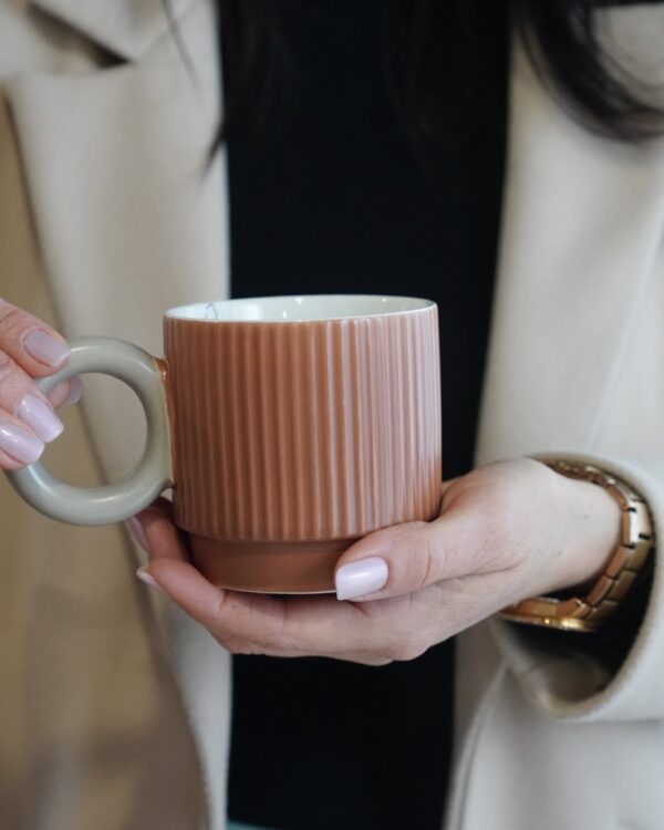 Tazza Mug Impilabile Con Manico In Porcellana