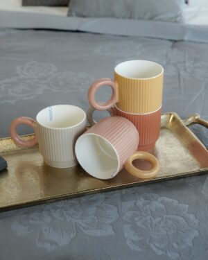 Tazza Mug Impilabile Con Manico In Porcellana