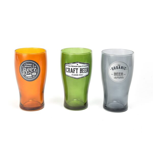Tris Bicchieri Birra In Vetro Colorato