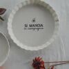 Piatto Vassoio per Torta e Crostata Con Frasi Bianco In Ceramica AD