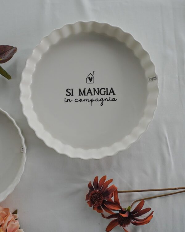 Piatto Vassoio per Torta e Crostata Con Frasi Bianco In Ceramica AD