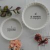 Piatto Vassoio per Torta e Crostata Con Frasi Bianco In Ceramica AD