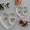Piatto Vassoio Cuore Con Doppio Scomparto Con Frasi Bianco In Ceramica 2 Misure