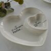 Piatto Vassoio Cuore Con Doppio Scomparto Con Frasi Bianco In Ceramica 2 Misure
