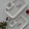 Piatto Vassoio Rettangolare con Doppio Scomparto Con Frasi Bianco In Ceramica AD 2 Misure-18522